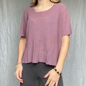 J. Jill Dusty Rose Ribbed Short Sleeve Top